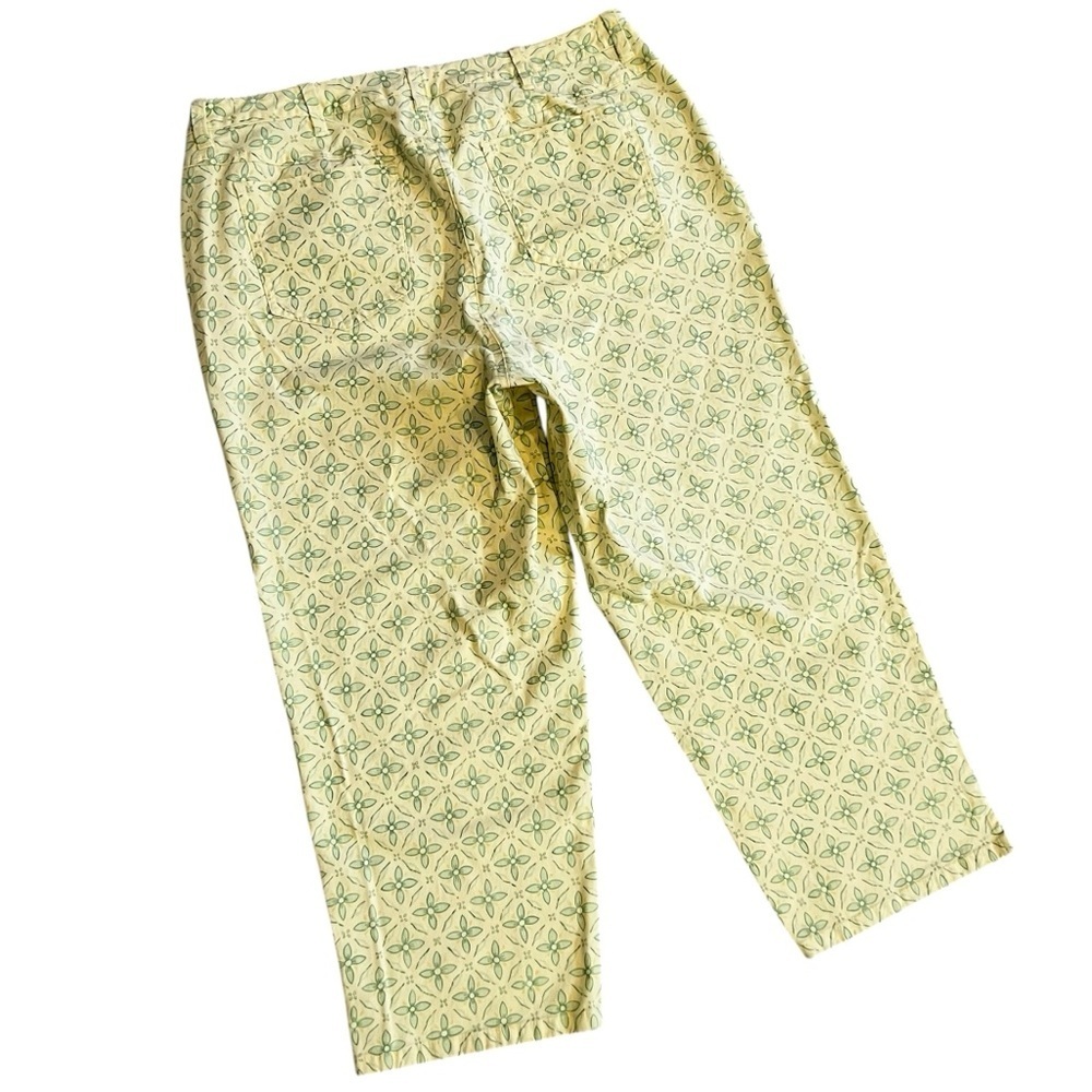 Talbots Stretch Capris Yellow Green Pattern Size … - image 7